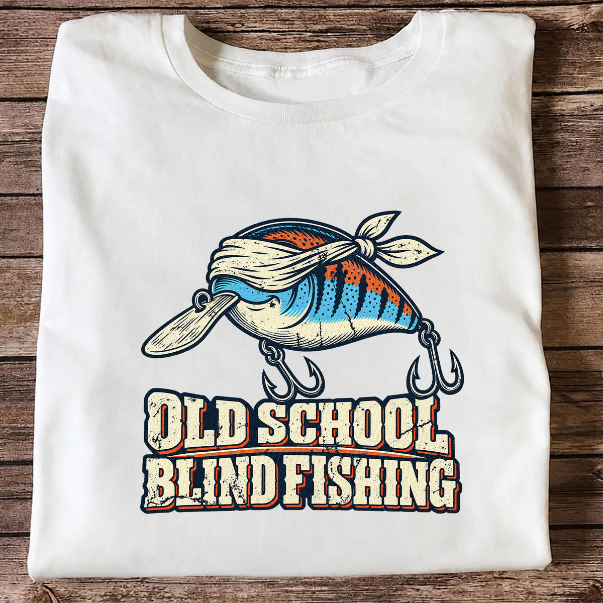 Old School Blind Fishing Blindfolded Lure Graphic T-Shirt