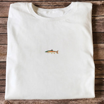 Tiny Rainbow Trout Minimalist Fishing Graphic T-Shirt