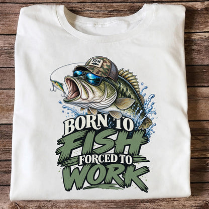 Born to Fish Forced to Work Bass Graphic T-Shirt