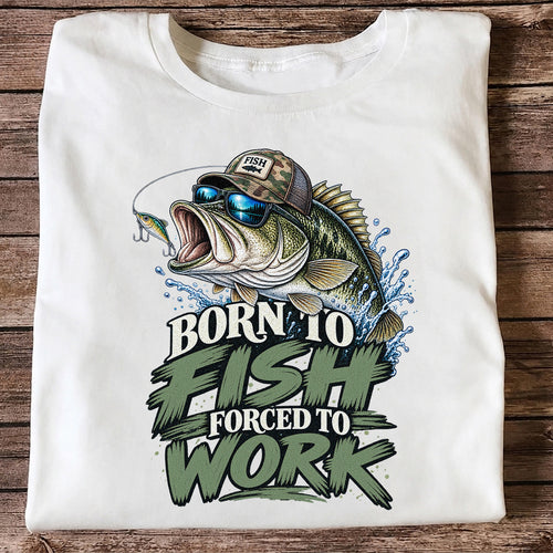 Born to Fish Forced to Work Bass Graphic T-Shirt