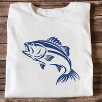Blue Bass Fishing Line Art Graphic T-Shirt