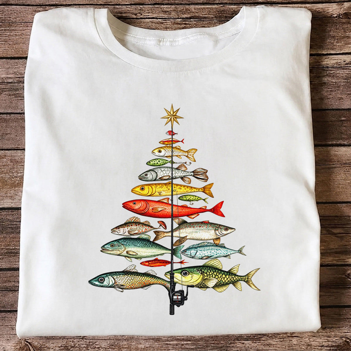 Vintage Fish Collection Fishing Rod Graphic T-Shirt