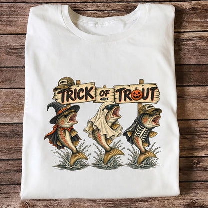 Trick or Trout Halloween Three Trout Fishing T-Shirt