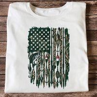 American Flag Bass Fishing Rods and Lures Graphic T-Shirt