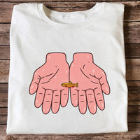 Tiny Rainbow Trout in Two Hands Cute Fishing Graphic T-Shirt