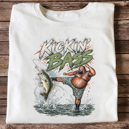 Kickin' Bass Funny Bass Fishing Graphic T-Shirt