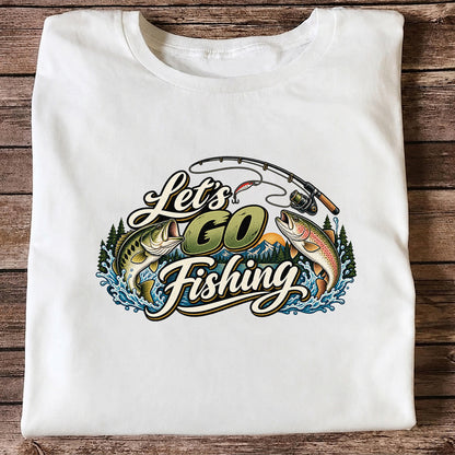 Let's Go Fishing Bass and Rainbow Trout Graphic T-Shirt
