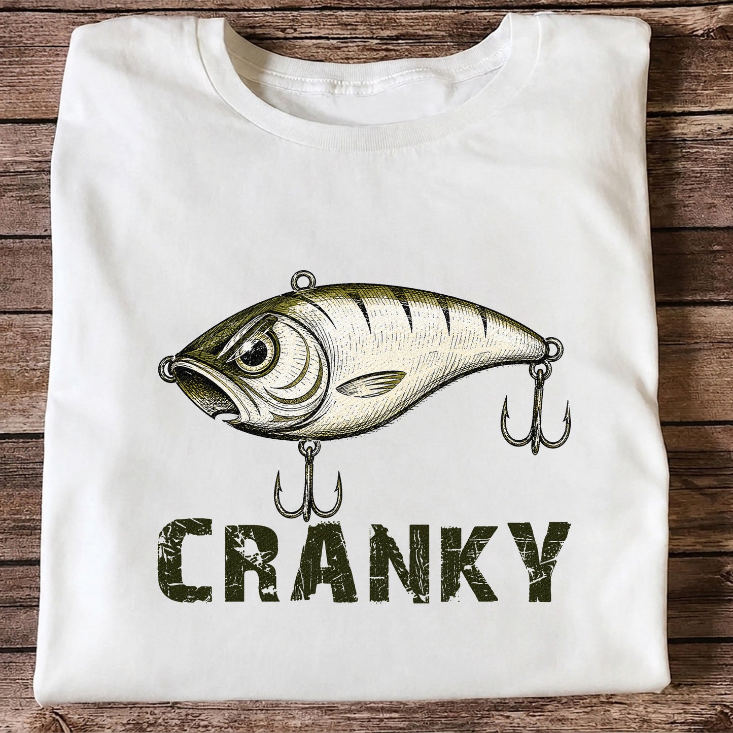 Cranky Vintage Crankbait Fishing Lure Graphic T-Shirt