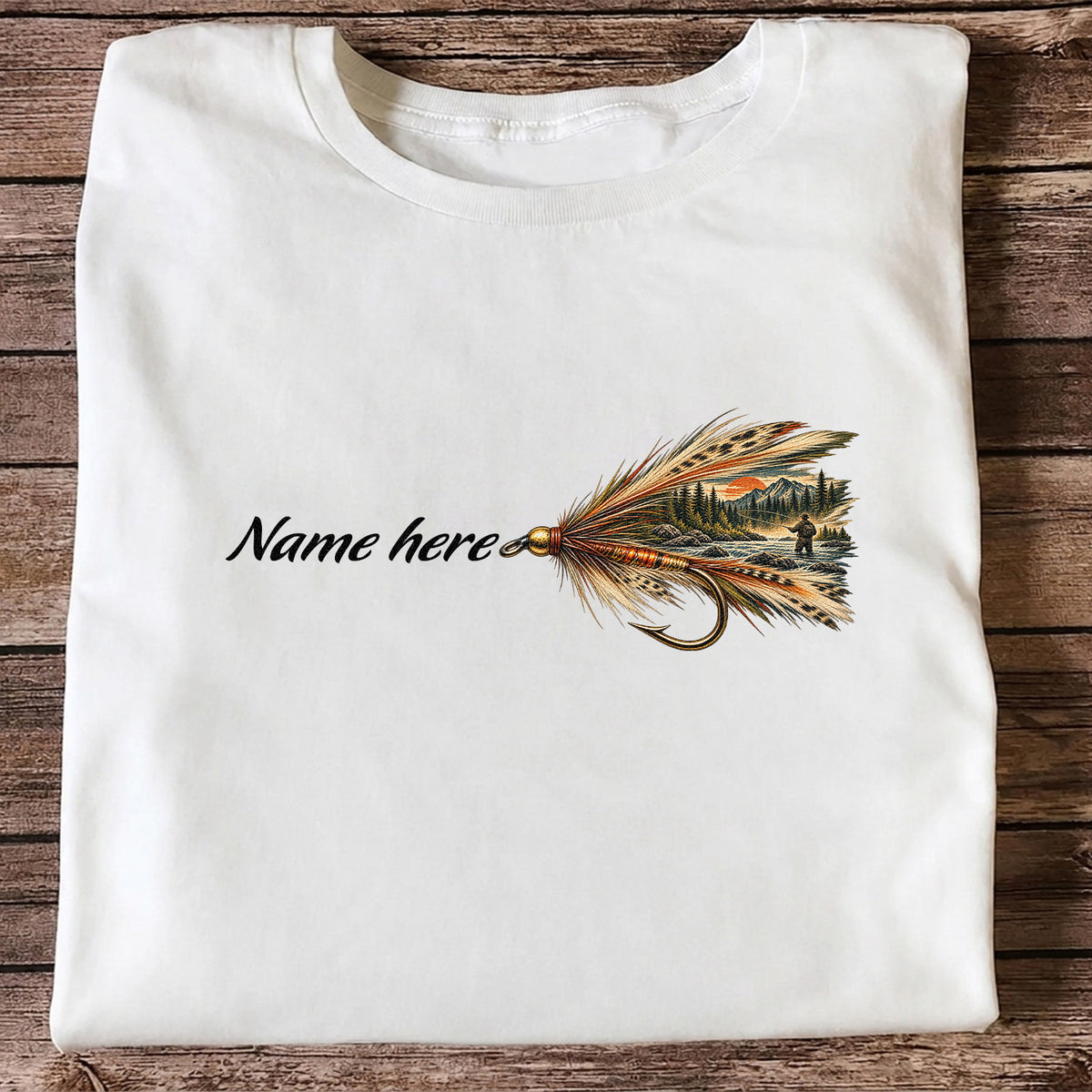Personalized Fly Fishing Lure Name Graphic T-Shirt