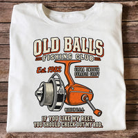 Old Balls Fishing Club Vintage Spinning Reel Graphic T-Shirt