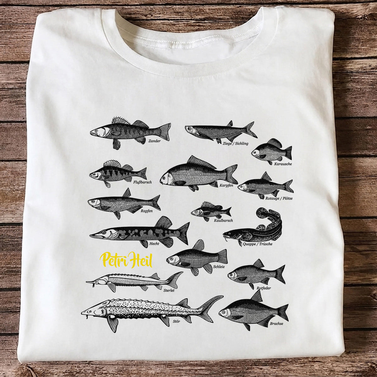 German Freshwater Fish Species Chart Fishing Graphic T-Shirt