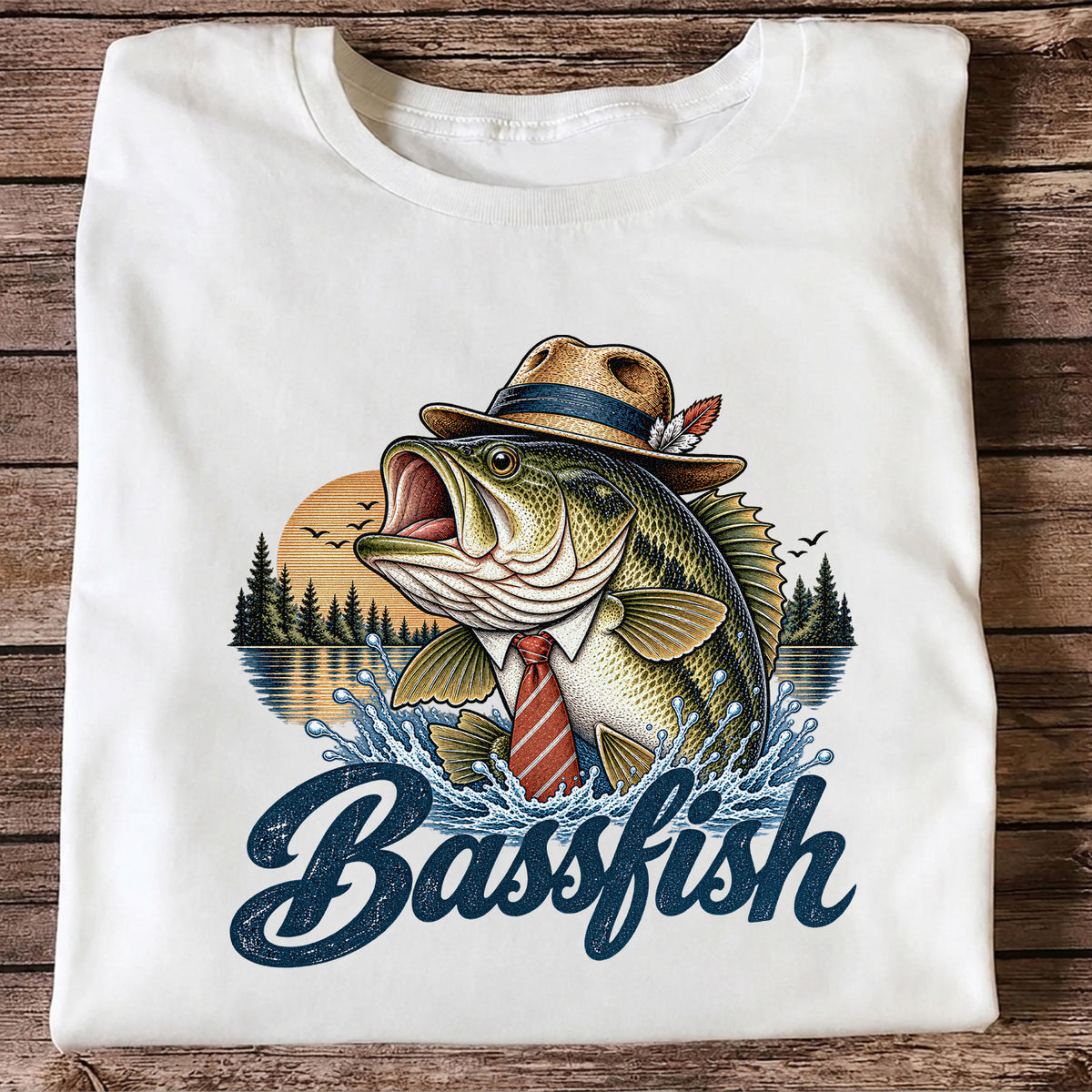 Cowboy Hat Bass Fishing Graphic T-Shirt