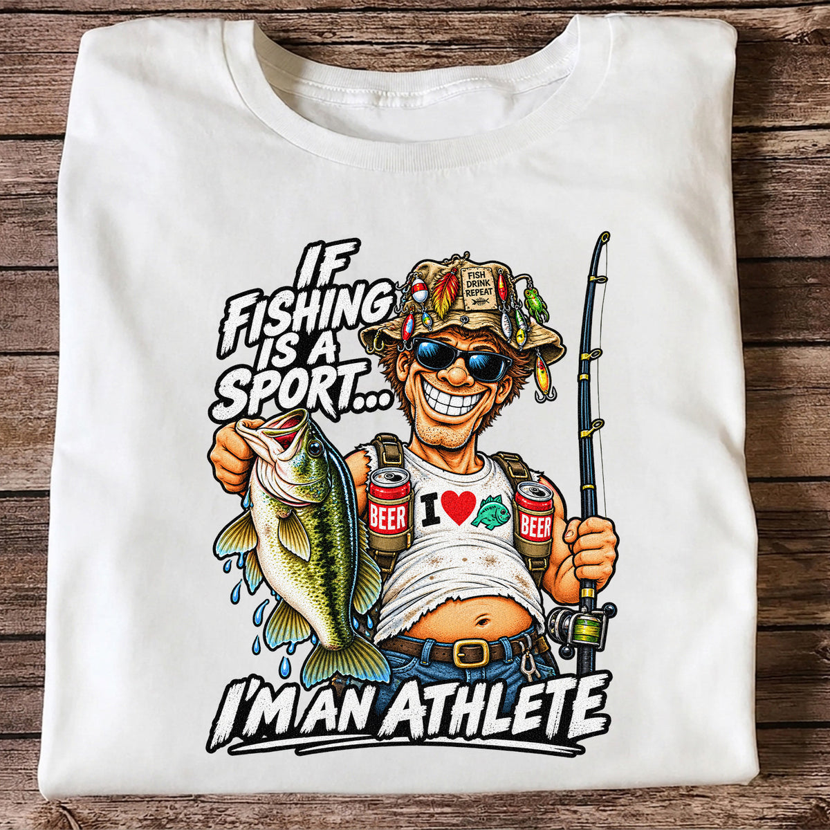 If Fishing Is a Sport I'm an Athlete Funny Bass Angler T-Shirt
