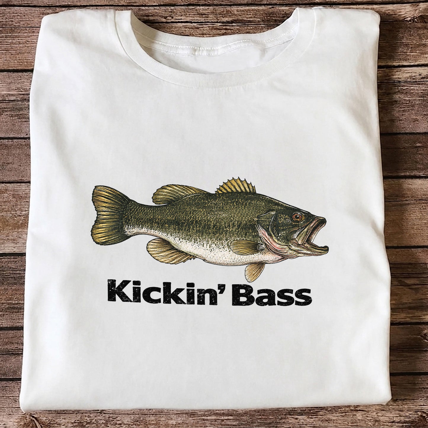 Kickin' Bass Largemouth Bass Funny Fishing Graphic T-Shirt