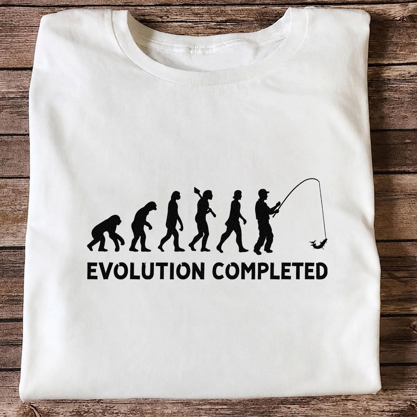 Evolution Completed Angler Silhouette Funny Fishing T-Shirt