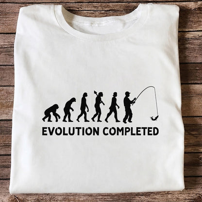 Evolution Completed Angler Silhouette Funny Fishing T-Shirt