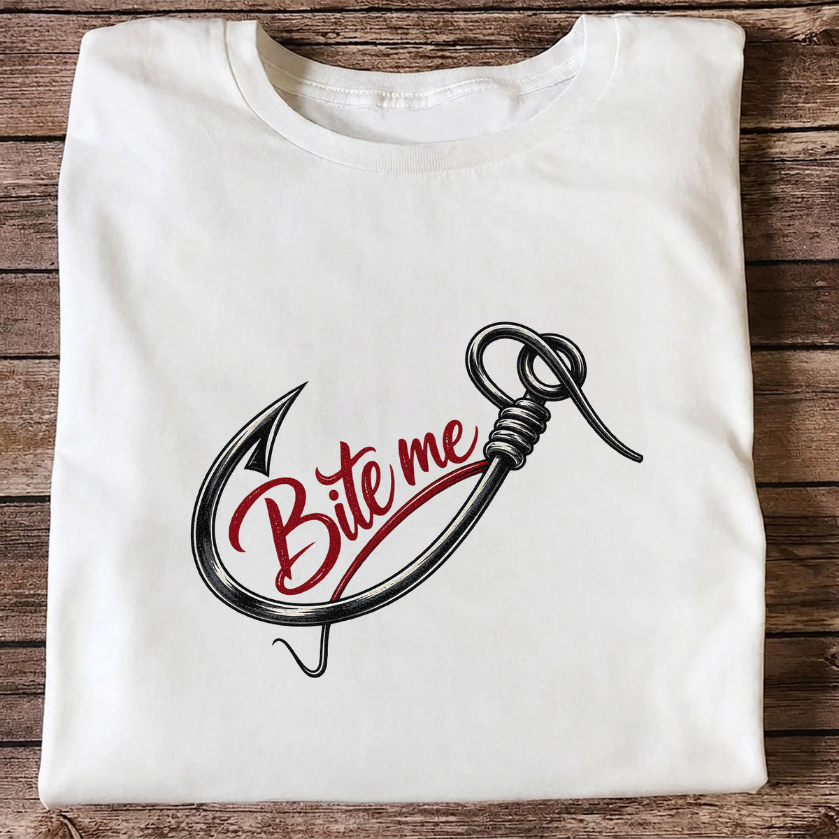 Bite Me Fishing Hook Funny Graphic T-Shirt