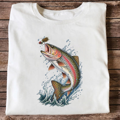 Rainbow Trout Leaping for a Fly Fishing Graphic T-Shirt