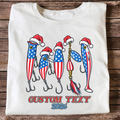 Personalized Patriotic Christmas Fishing Lures T-Shirt