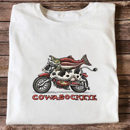 Cowasockeye Trout Motorcycle Funny Fishing Graphic T-Shirt