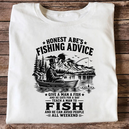 Honest Abe's Fishing Advice Funny Lincoln in a Boat T-Shirt