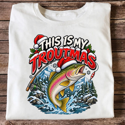 This Is My Troutmas Rainbow Trout Christmas Fishing T-Shirt