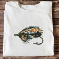 Mountain Lake Fly Fishing Hook Graphic T-Shirt