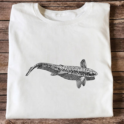 Burbot Fish Minimalist Line Art Fishing Graphic T-Shirt