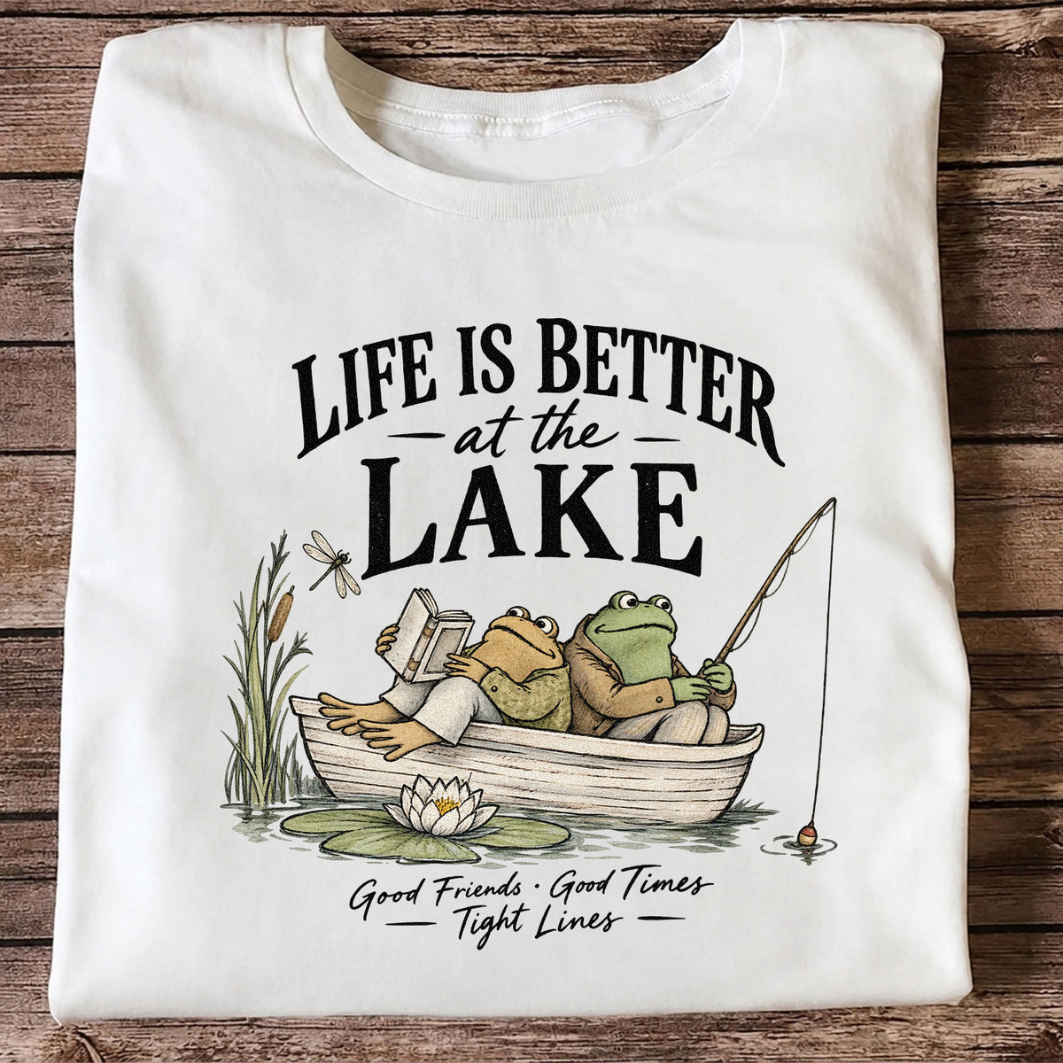 Life Is Better at the Lake Frog Fishing Graphic T-Shirt