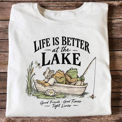 Life Is Better at the Lake Frog Fishing Graphic T-Shirt