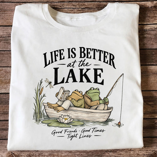 Life Is Better at the Lake Frog Fishing Graphic T-Shirt