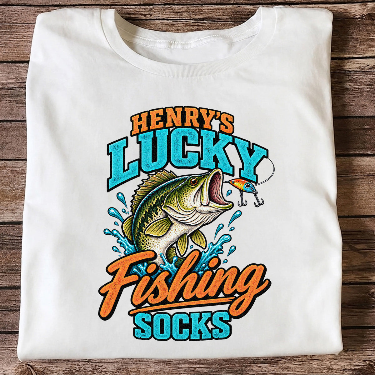 Henry's Lucky Fishing Socks Jumping Bass Graphic T-Shirt