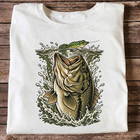 Largemouth Bass Striking a Frog Lure Fishing Graphic T-Shirt