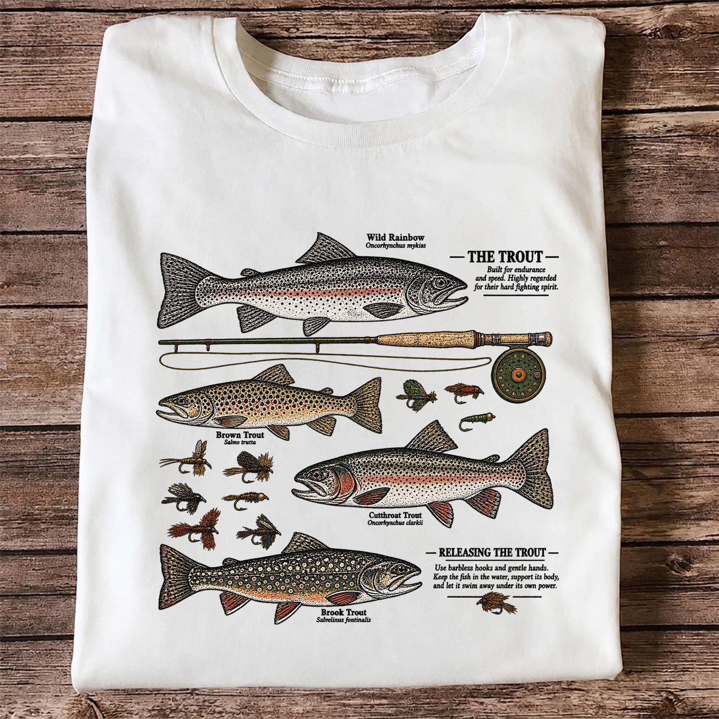 The Trout Species Chart Vintage Fly Fishing Graphic T-Shirt