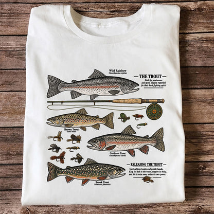 The Trout Species Chart Vintage Fly Fishing Graphic T-Shirt