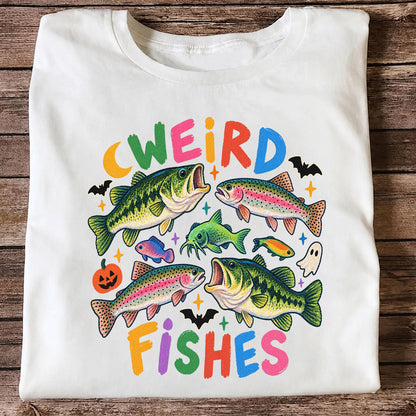 Weird Fishes Halloween Bass and Rainbow Trout Fishing T-Shirt