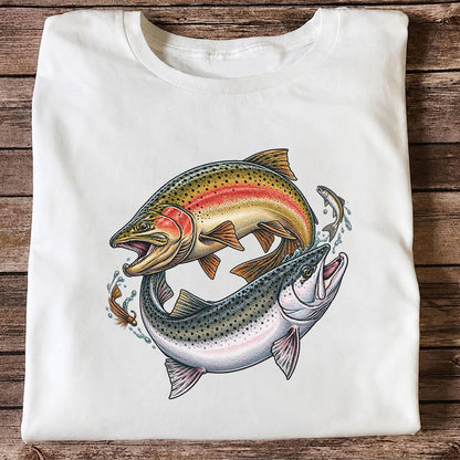 Rainbow Trout Pair Freshwater Fishing Graphic T-Shirt