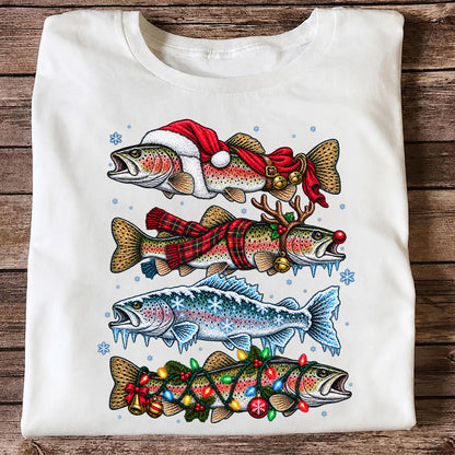 Christmas Rainbow Trout Holiday Fishing Graphic T-Shirt