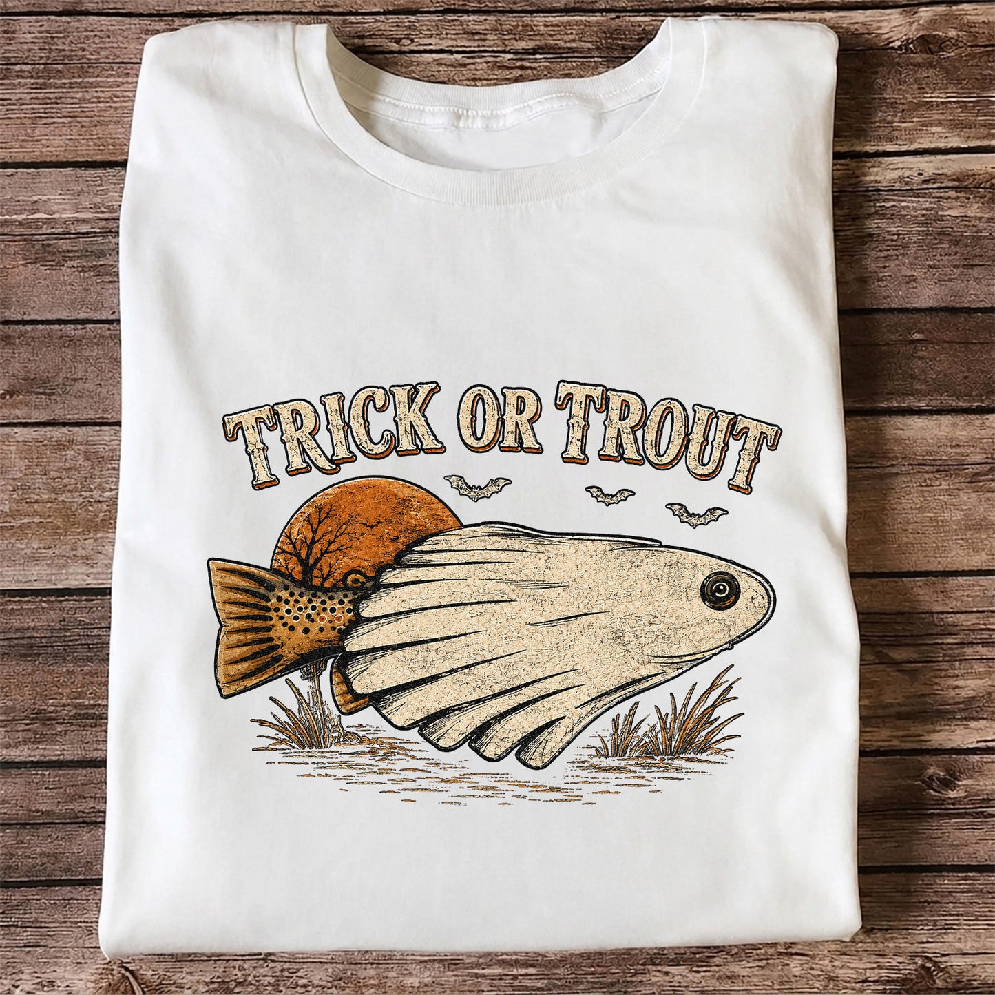 Trick or Trout Halloween Fishing T Shirt