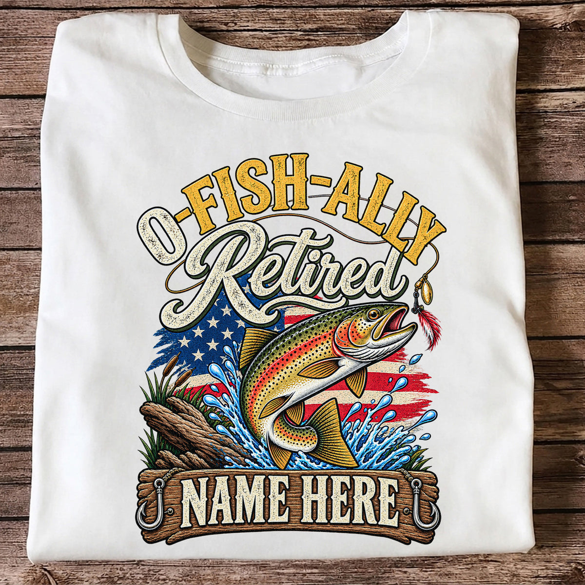Retired Rainbow Trout American Flag Fishing T-Shirt