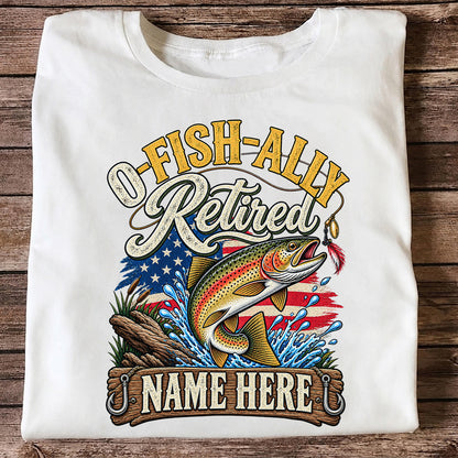 Retired Rainbow Trout American Flag Fishing T-Shirt