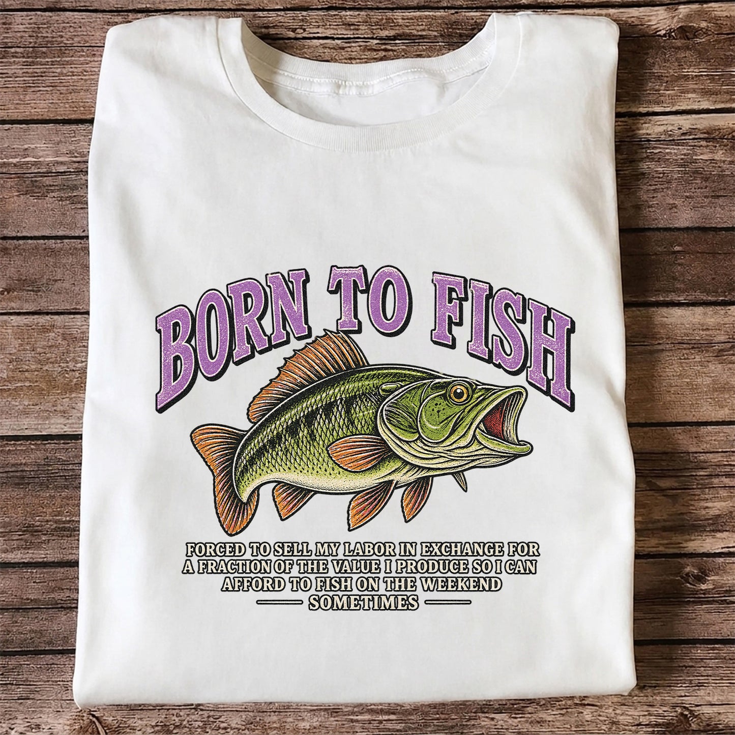 Born to Fish Funny Bass Fishing Graphic T-Shirt