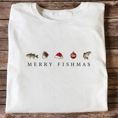 Christmas Fish Icons Fishing Graphic T-Shirt
