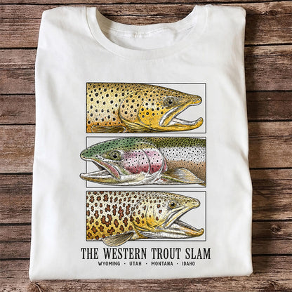 The Western Trout Slam Wyoming Utah Montana Idaho Fishing T-Shirt