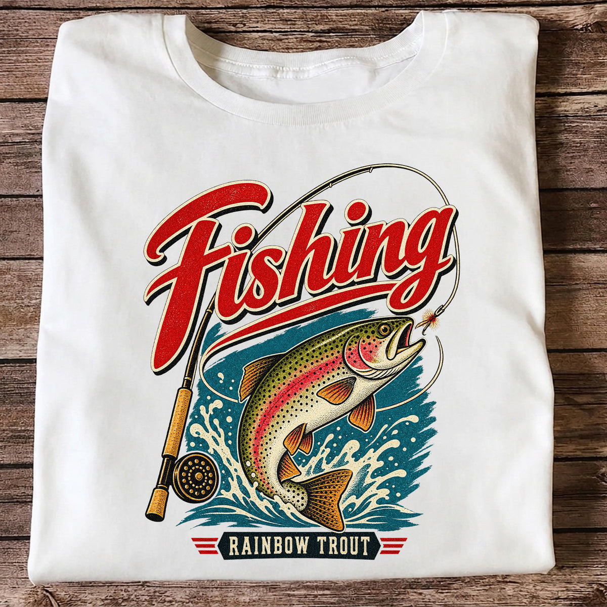 Vintage Rainbow Trout Fishing Graphic T-Shirt
