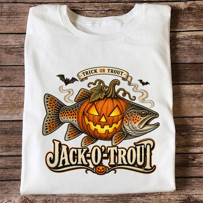 Jack-O'-Trout Trick or Trout Halloween Fishing T-Shirt