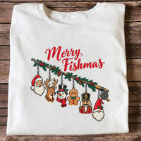 Christmas Fishing Rod Ornaments Holiday Graphic T-Shirt