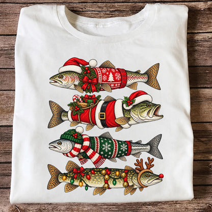 Christmas Fish Collection Festive Fishing Graphic T-Shirt