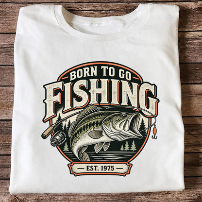 Born to Go Fishing Est. 1975 Vintage Bass Graphic T-Shirt