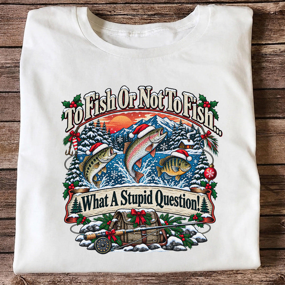 To Fish or Not to Fish Christmas Fishing T-Shirt